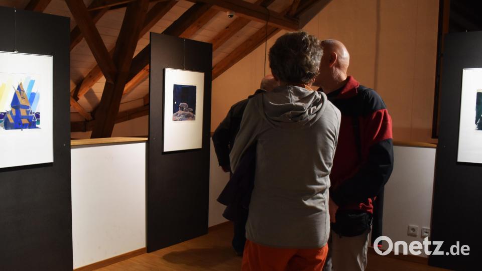 Die Werke des Künstlers, darunter Ölmalereien, Aquarelle und Fotografie, wurden ausgiebig bewundert. Bild: ubb