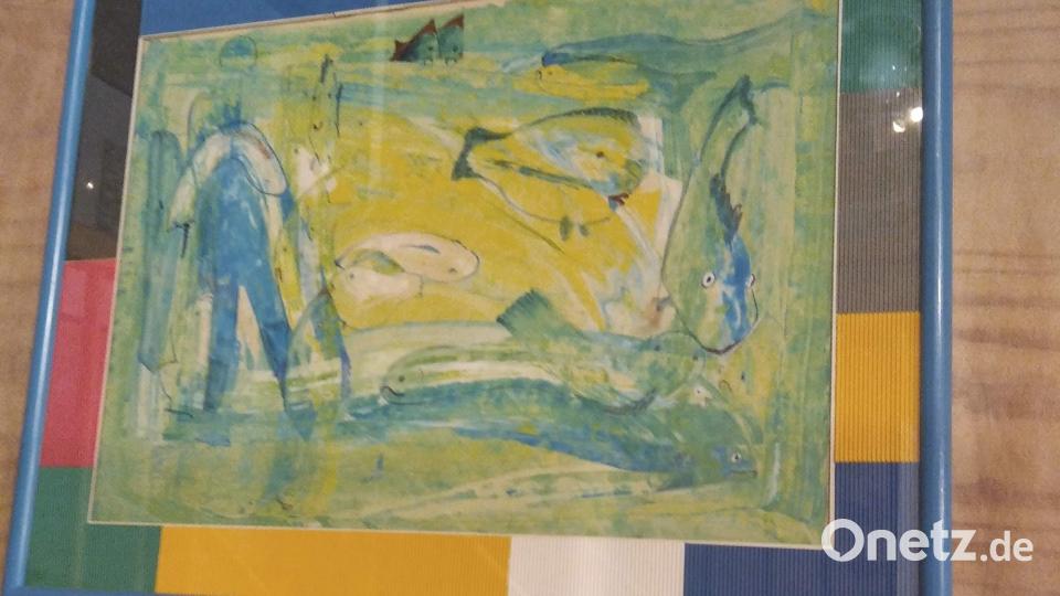 In Acryl-Mischtechnik schuf Jürgen Hartmann 2020 das Bild „Taucher im Reich der Fische“. Bild: u