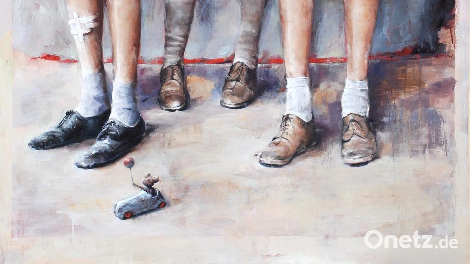 Stefan Kleinhanns mit dem Werk &quot;Heroes II&quot;. Bild: Stefan Stock