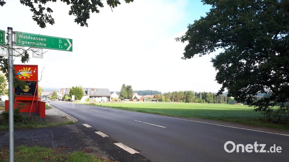 An der Pfaffenreuther Straße sollen stadteinwärts rechts (Bild) zwei Baugrundstücke zwischen der vorhandenen Bebauung und dem Waldrand entstehen. Mit dem Lückenschluss wären auch Maßnahmen zur Verkehrsberuhigung möglich, hieß es. Bild: pz