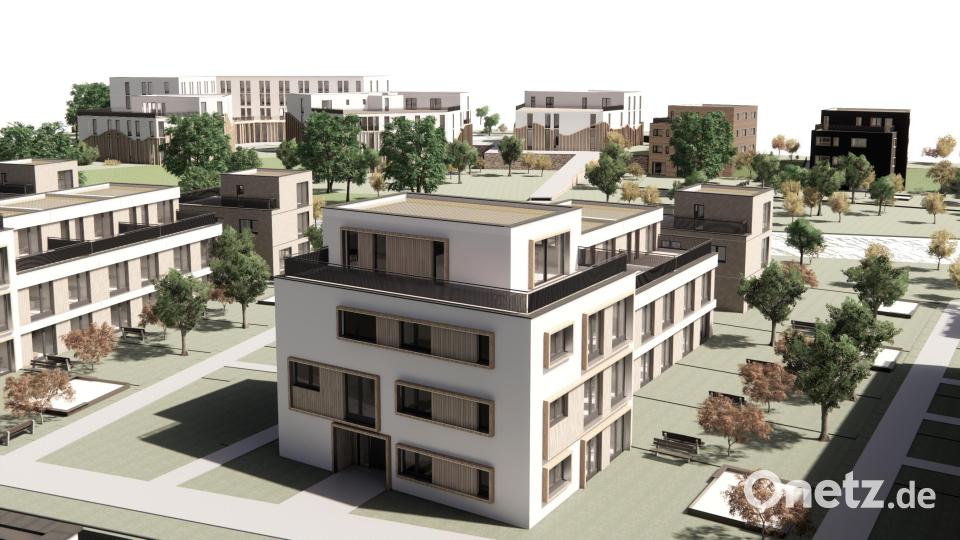 Auf einer Fläche von vier Hektar entstehen an der Seepromenade in Kemnath unter anderem 100 Wohneinheiten, ein Parkhaus und ein Hotel. Bild: Ziegler-Group/exb