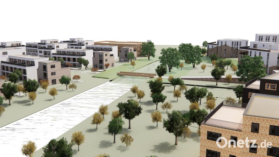 Auf einer Fläche von vier Hektar entstehen an der Seepromenade in Kemnath unter anderem 100 Wohneinheiten, ein Parkhaus und ein Hotel. Bild: Ziegler-Group/exb