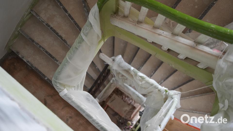 Blick in eines der (noch nicht fertig sanierten) Treppenhäuser. Bild: Marco Meier