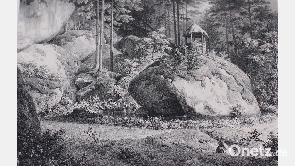 In seinem Luisenburg-Album zeigt Gustav Seeberger touristische Highlights wie diesen „Insel Helgoland“ genannten Felsen. Repro: Gschwendtner/fph