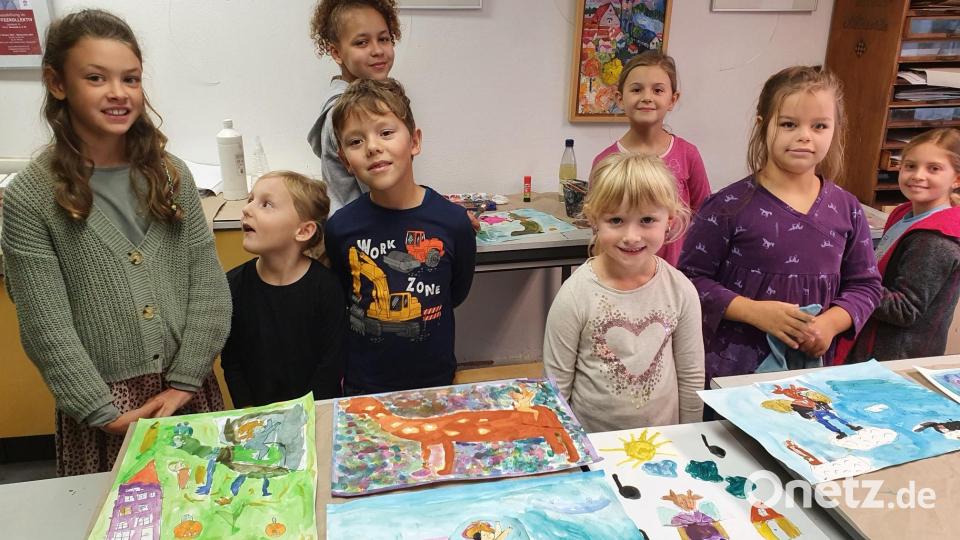 Als begabte Pop-Art-Künstler erwiesen sich die Kinder beim Malkurs im Atelier von Susanne Vonhoff. Bild: jzk