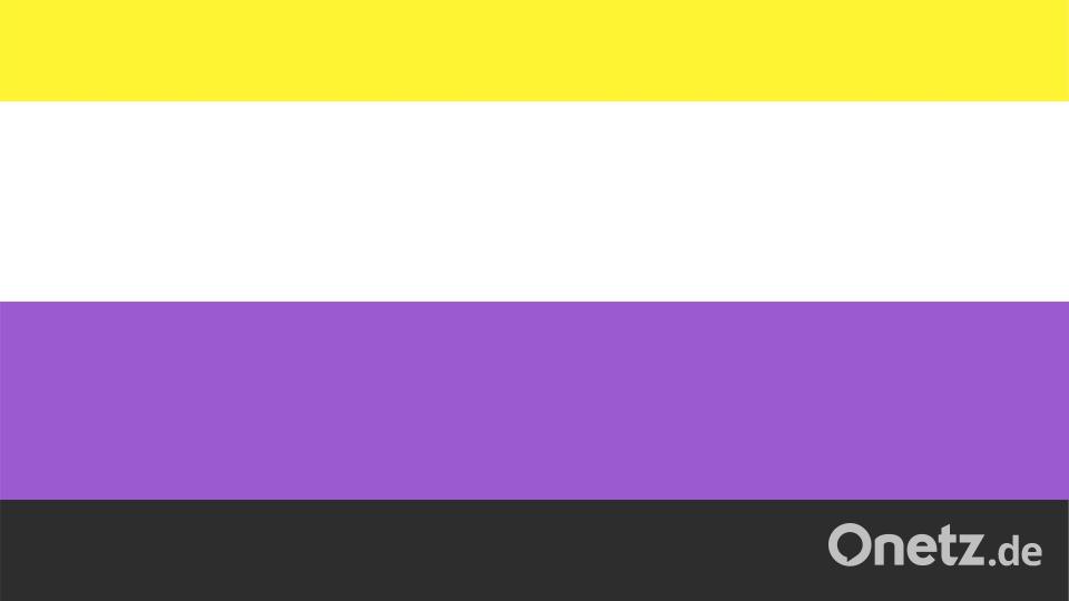 Die Non-Binary Pride Flagge. Diese wurde 2014 von Kye Rowan designt, um alle zu repräsentieren, die sich nicht zugehörig fühlen zur Genderqueeren Pride Flagge. Die Farbe Gelb steht für Menschen außerhalb des binären Spektrums, Weiß für Menschen aus vielen oder allen Geschlechtern, Lila für eine Mischung aus männlich und weiblich und Schwarz für Menschen, die kein Geschlecht haben. Bild: Jorge Corcuera/Adobe Stock