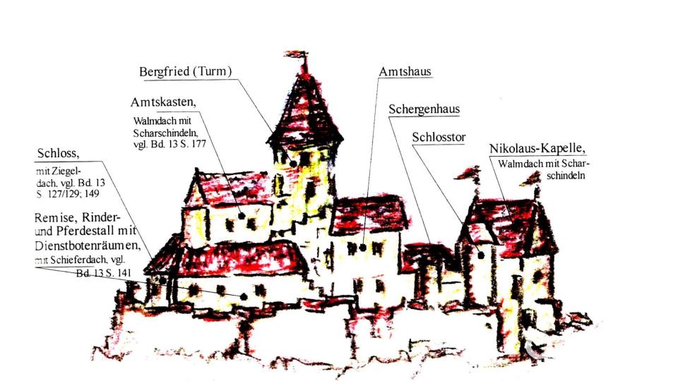 In seiner neuesten Publikation weist Maximilian Zinnbauer nach, dass die Abbildung von Haus Murach auf einer Landkarte von 1569 die Fronfeste relativ authentisch wiedergibt. Bild: lg
