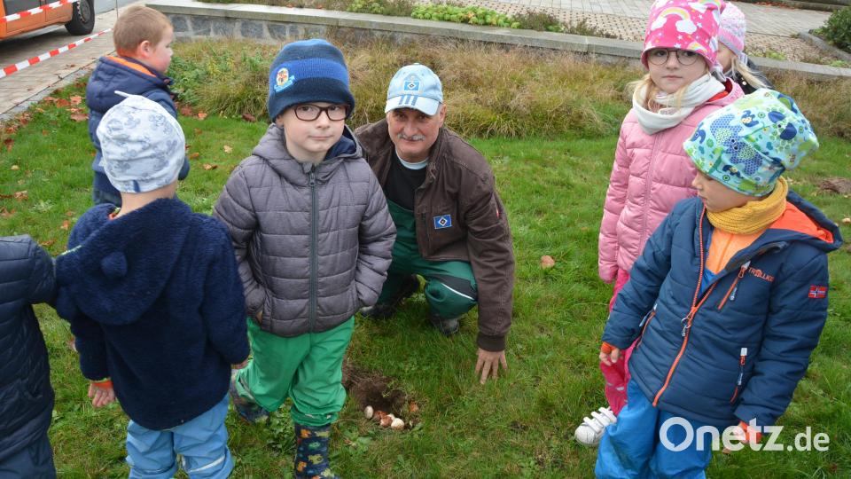 Die Kinder waren mit großem Eifer bei der Pflanzaktion dabei. Bild: jr