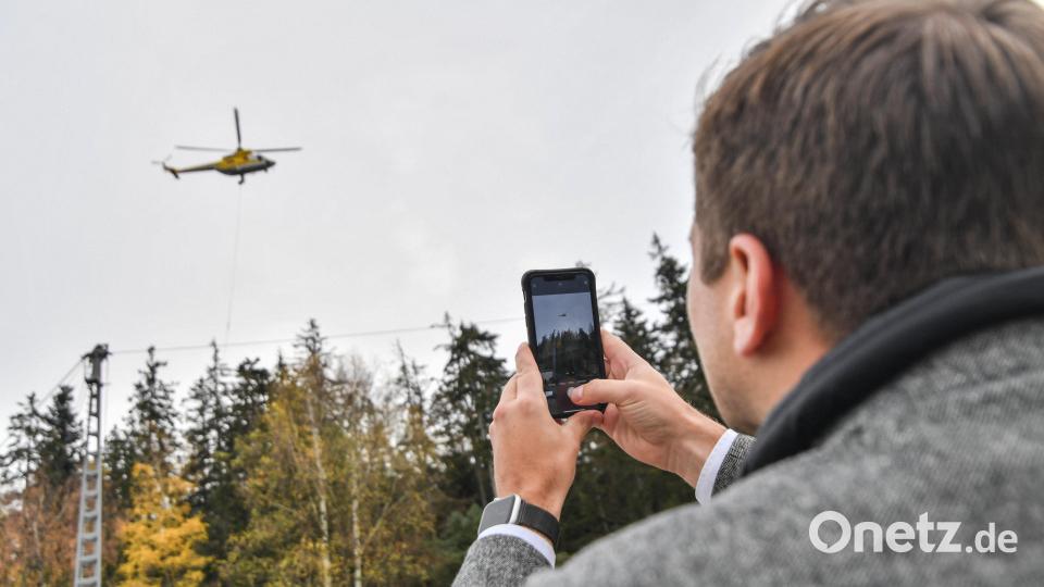 Baumfällaktion auf der Luisenburg: Bürgermeister Nikolas Lahovnik beobachtet das Spektakel. Bild: Florian Miedl/fph