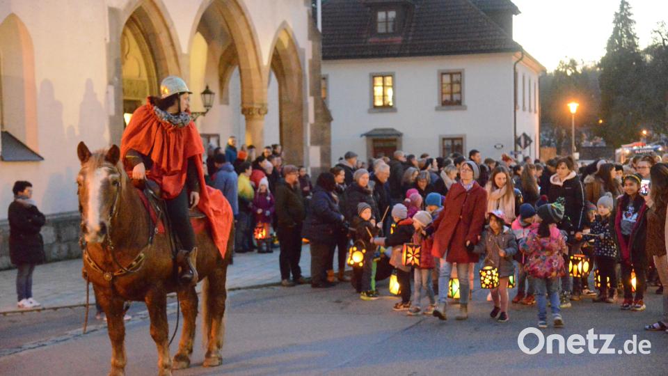 St. Martin auf dem Pferd führte den Laternenzug der Kinder aus dem Kindergarten Pleystein an Bild: bey