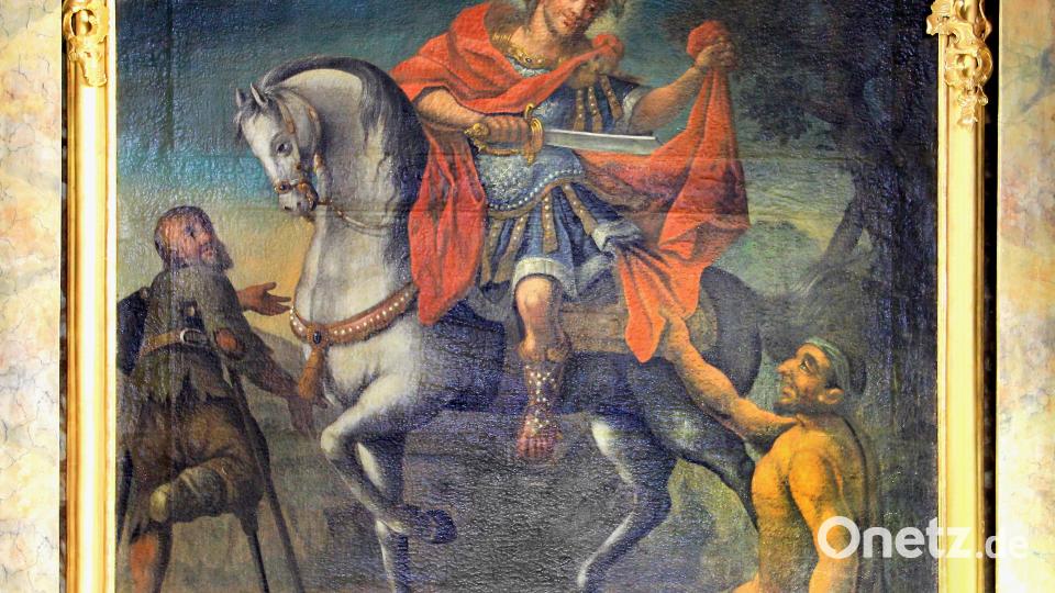 Das Hauptaltarbild in der Pfarrkirche Niedermurach. Die Szene der Mantelteilung mit dem Bettler ist selbst unter Nichtchristen weithin bekannt. Sie gilt als Zeichen gelebter Barmherzigkeit. Bild: Josef Böhm