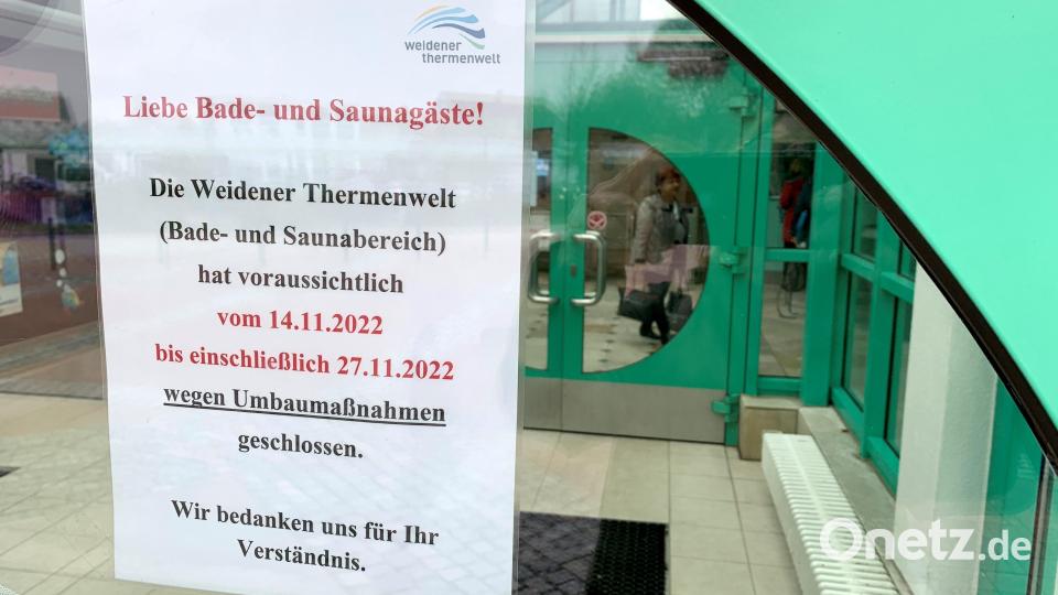 Ein Zettel am Eingang der WTW informiert die Besucher. Bild: Gabi Schönberger