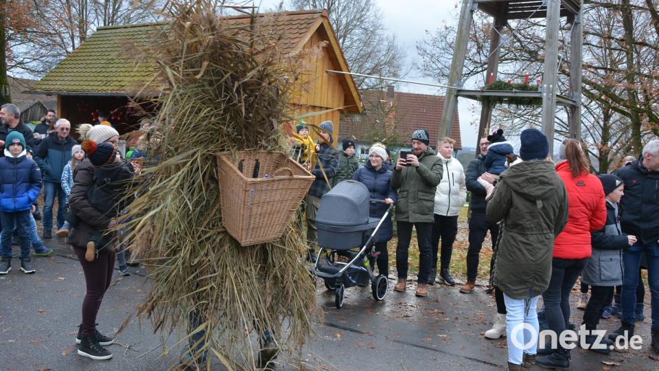 Schilf- und Strohspechte zogen an Heiligabend über den Dorfanger in Pleußen. Erwartet worden waren sie von zahlreichen Schaulustigen. Bild: jr