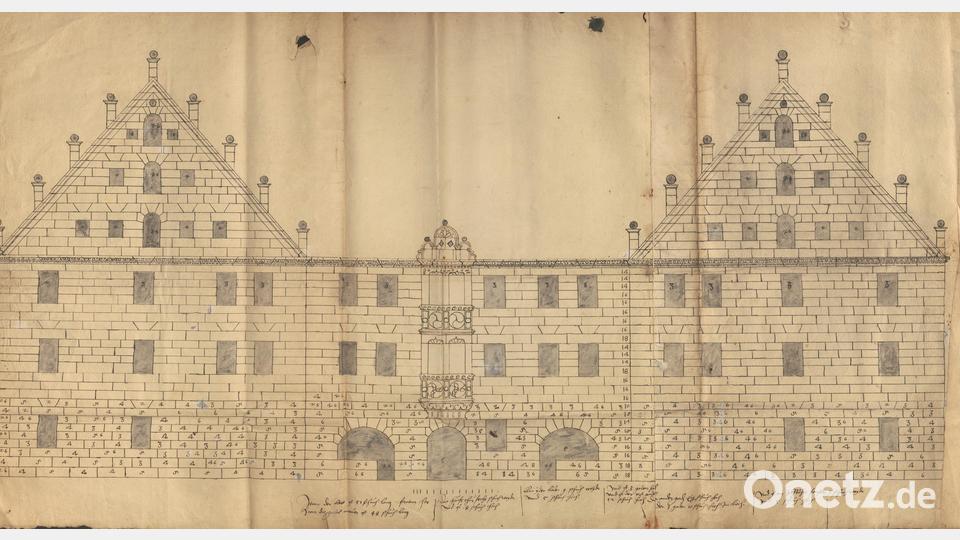 Diese Zeichnung bringt Licht in die Frühzeit der Regierungskanzlei in Amberg. Bild: Susanne Schwab/Stadt Amberg