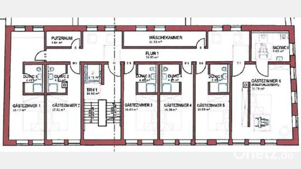 Im ersten Obergeschoss sind fünf kleinere und ein größeres Fremdenzimmer eingeplant. Bild: fks