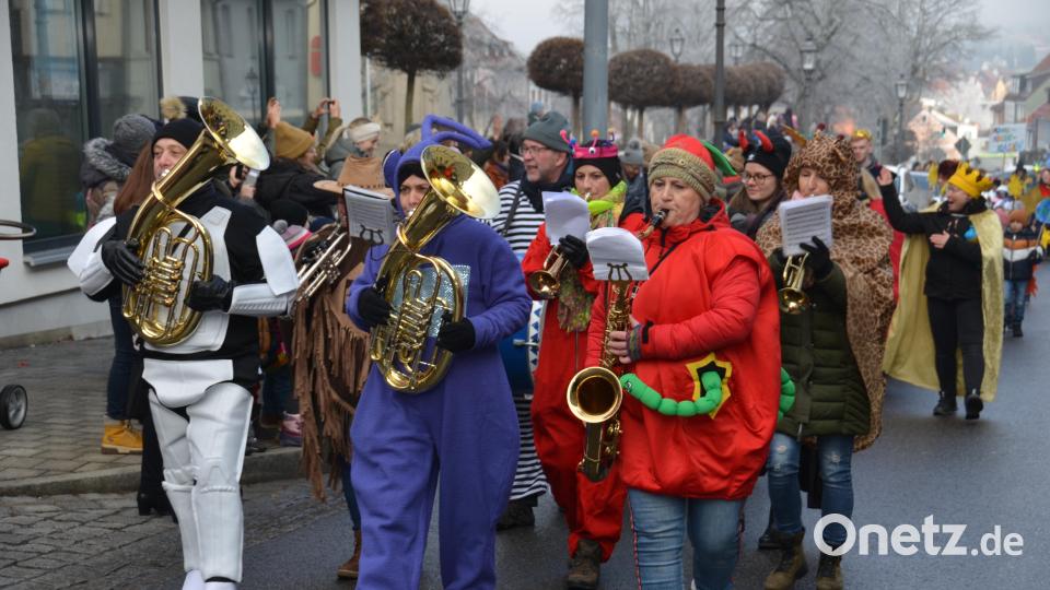 Ein bunter Kindergaudiwurm schlängelte sich am Mittwochvormittag durch die Stadt. Die Zuschauer klatschten begeistert Beifall und erwiderten die &quot;Vohenstrauß Helau&quot;-Rufe der Kinder, die sich in einfallsreichen Kostümierungen präsentierten. Bild: dob
