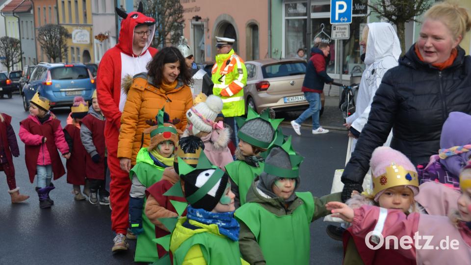 Ein bunter Kindergaudiwurm schlängelte sich am Mittwochvormittag durch die Stadt. Die Zuschauer klatschten begeistert Beifall und erwiderten die &quot;Vohenstrauß Helau&quot;-Rufe der Kinder, die sich in einfallsreichen Kostümierungen präsentierten. Bild: dob