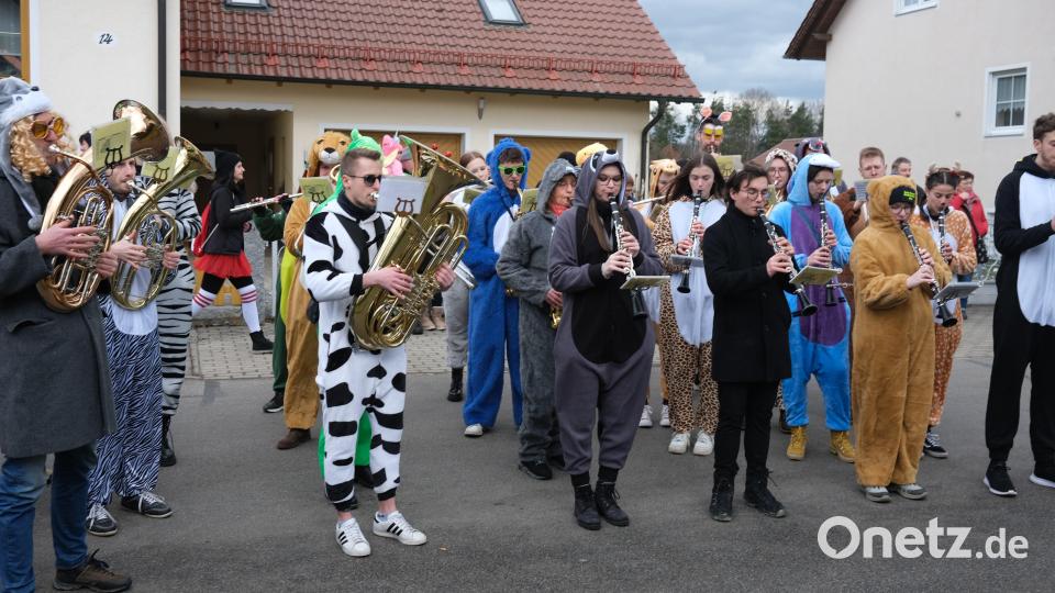 Die Mitglieder des Musikvereins Wackersdorf-Steinberg bliesen den Narren den Marsch. Bild: Hirsch