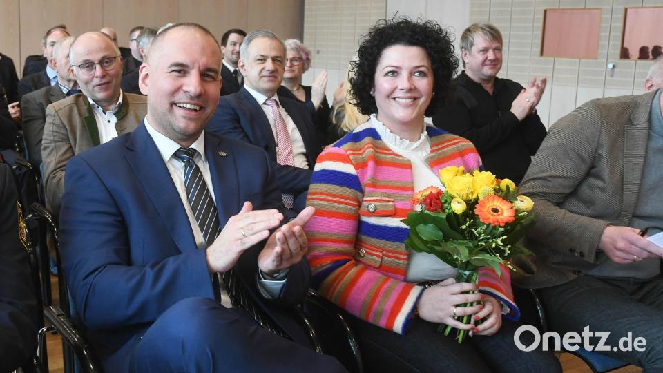 Der neue Leiter der Weidener Kripo, Andreas Schieder, mit seiner Frau Nadine. Bild: Gabi Schönberger