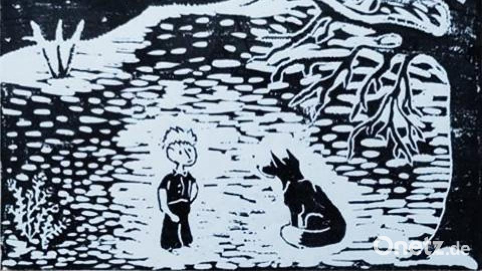 Christiane Bartl zeigt eine kleine Retrospektive ihres kreativen Schaffens. Im Bild der Linolschnitt „Der kleine Prinz“. Bild:  Christiane Bartl/exb