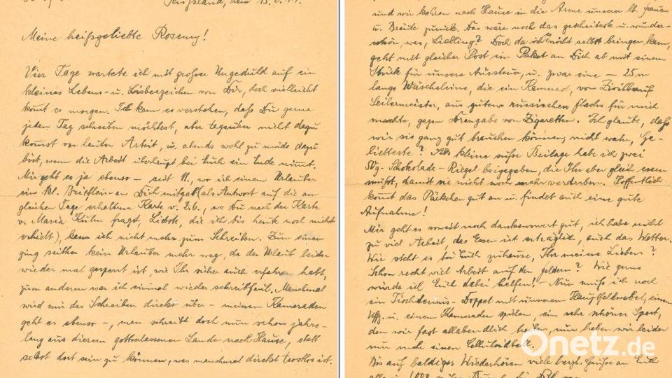 Monika Schubert aus Weiden reichte eine ganze handvoll Briefe an ihre verstorbene Schwester Rosemary sein. Diesen hat Verehrer Karl 1944 von der Ostfront an sie geschickt. Bild: NT/AZ