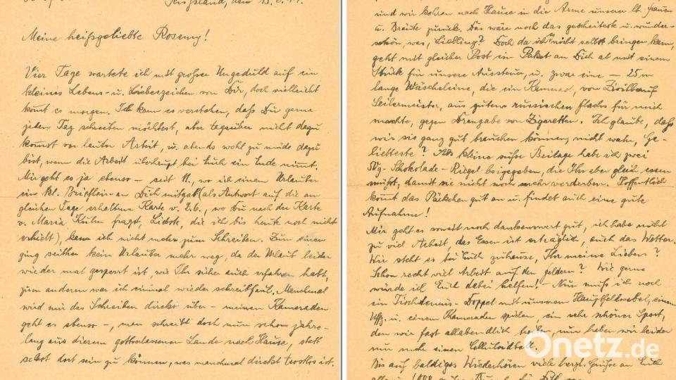 Monika Schubert reichte eine ganze handvoll Briefe an ihre verstorbene Schwester Rosemary sein. Diesen hat Verehrer Karl 1944 von der Ostfront an sie geschickt. Bild: Stephan Huber