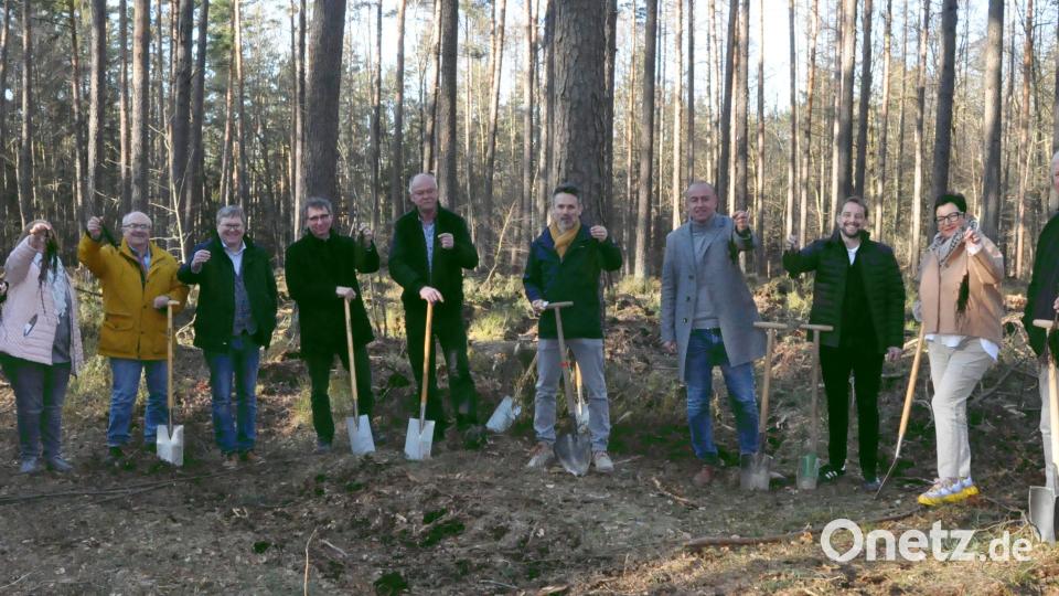 Im Quellschutzwald bei Urspring wurden in einer Gemeinschaftsaktion klimaresistente Bäume gepflanzt. Bild: mma