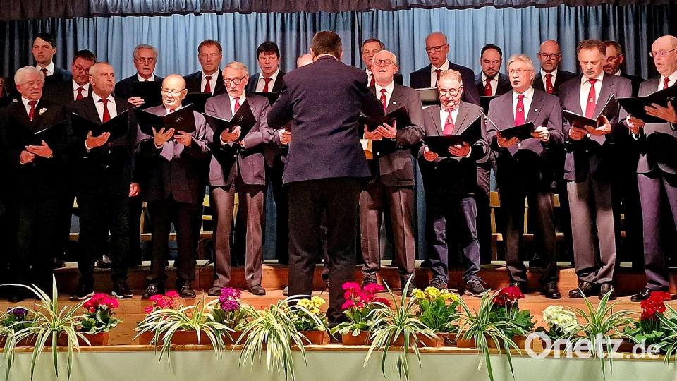 Der Männergesangverein &quot;Frohsinn&quot; zeigt bei der Jubelfeier sein Können. Bild: R. Kreuzer