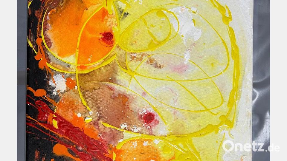 Abstrakte Kunst, entstanden in der Kunstwerkstatt des &quot;KUKUVE&quot;. Bild: Petra Thomas/exb