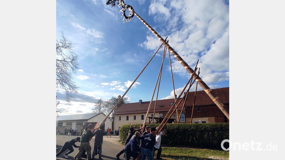 Mit „hau ruck“ stand das Frühlingszeichen dann bald in der Senkrechten. Bild: lgc