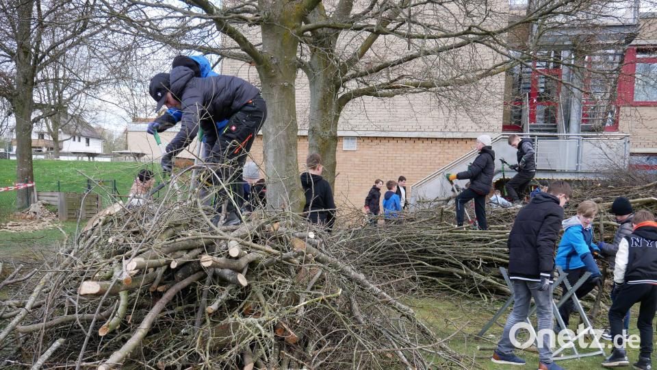 Viel Ehrgeiz und Einfallsreichtum entwickelten die Arbeitsgruppen beim Zerkleinern des Schnittguts. Bild: hmr