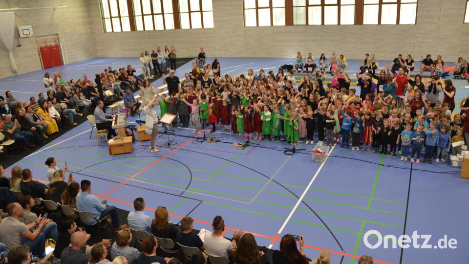 Einen kunterbunten Nachmittag mit viel Musik erlebten die rund 400 Teilnehmer und Besucher beim Konzert "Kinder singen für Kinder" vom Philipp-Neri-Werk in der Dreifachturnhalle. Bild: dob