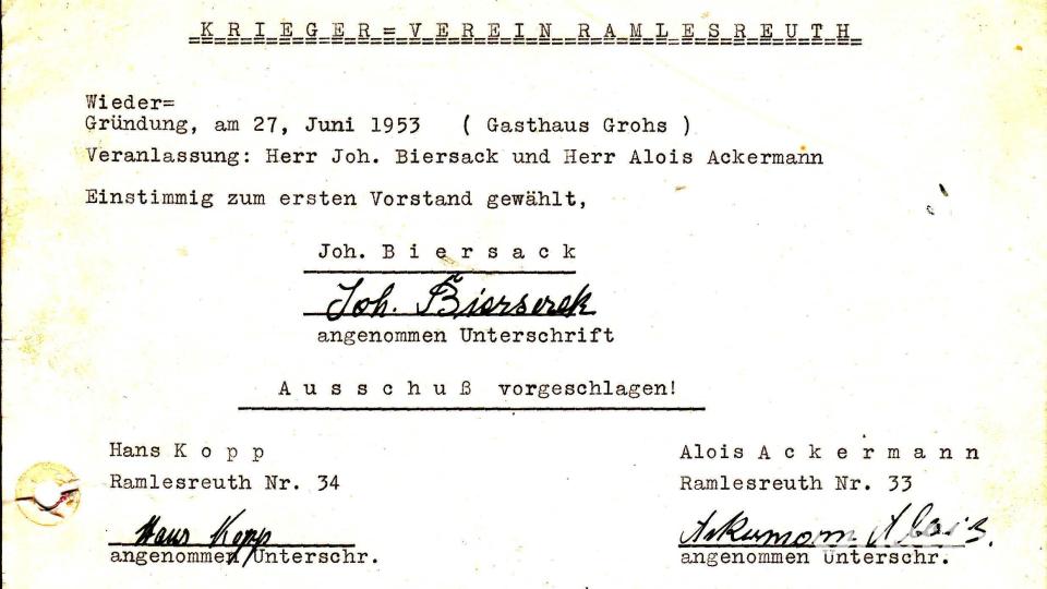 Laut Protokoll fand die Wiedergründung am 27. Juni 1953 statt. Repro: whü