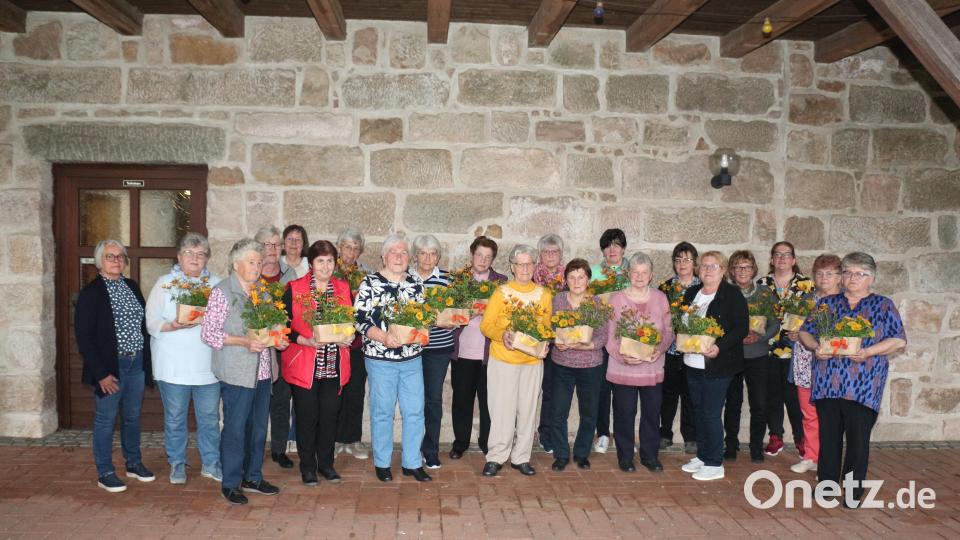 Viele Frauen sind dem Frauenbund bereits über 40 Jahre treu. Dafür erhielten Blumengeschenke: (vorne von links) Renate Zaloga, Marga Kukla, Erna Frank, Maria Wopperer, Maria Bauer, Thea Kiefer, Anni Sertl, Betty Weidner, Rita Haas, (hinten von links) Elisabeth Sticht, Elke Burger, Lucia Stangl, Mathilde Deubzer, Gertraud Dimper, Monika Brand, Inge Meyer, Maria Kroher, Hedwig Raps, Eva Hoffmann, Maria Heining und Monika Fralix. Bild: rpp