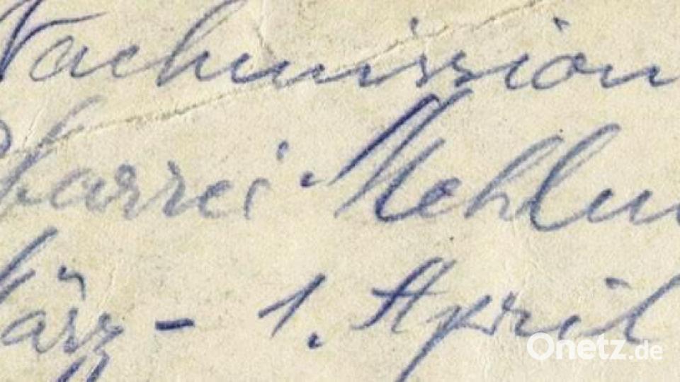 Ein schriftlicher Hinweis auf die &quot;Nachmission&quot; in der Pfarrei Mehlmeisel vom 28. März bis 1. April 1948. Bild: Archiv Josef Wiche/exb