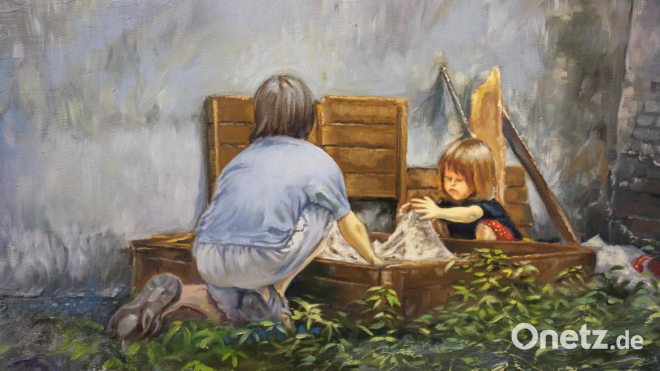 Dieses Bild von Frank Zander trägt den Titel &quot;Kinder im Hof&quot;. Von ihm sind 40 Bilder ausgestellt. Bild: kro