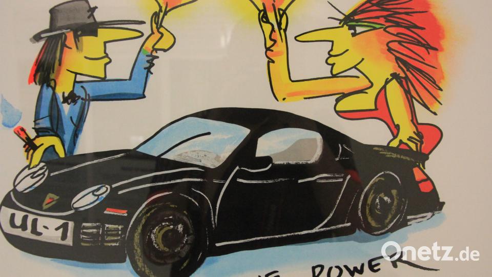 &quot;Panic Porsche&quot; von Udo Lindenberg. 15 Bilder sind von ihm ausgestellt. Bild: kro