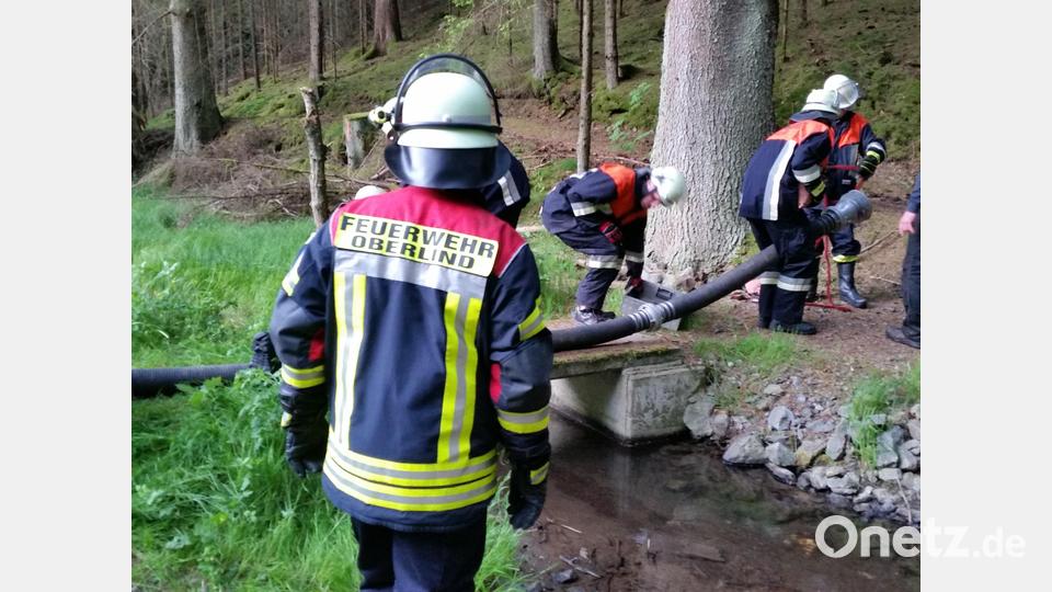 Der Wasserversorgungsaufbau gestaltet sich in den Wäldern schwierig. Bild: dob
