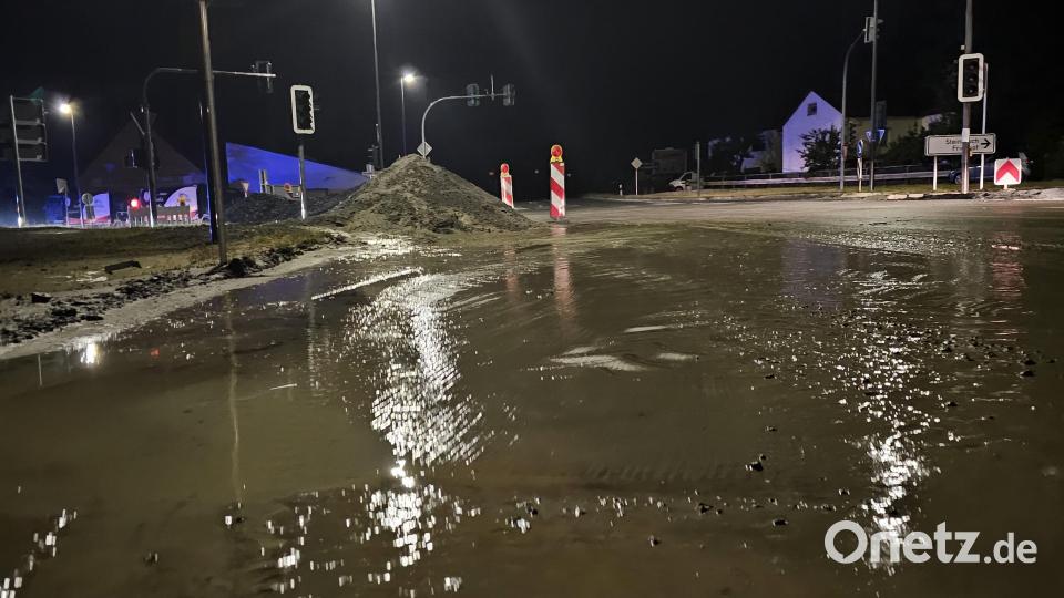 Der starke Regen überschwemmte die Straßen im Landkreis Bayreuth. Bild: Kreisbrandinspektion Bayreuth