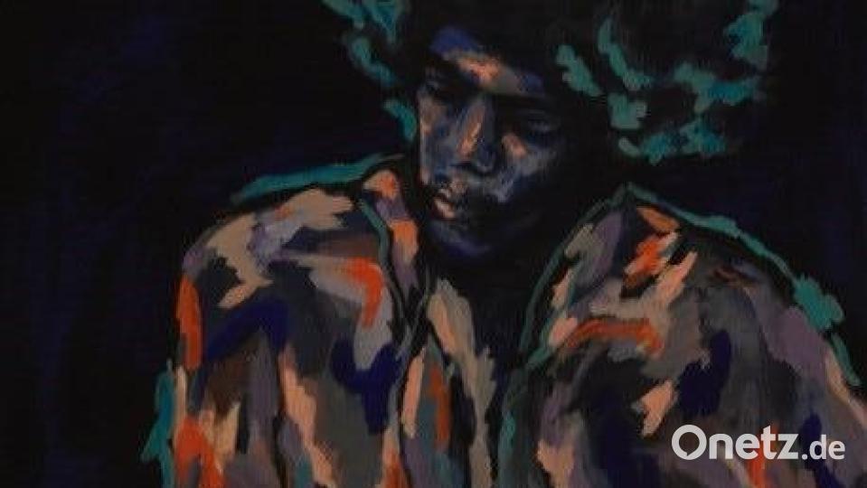 Jimi Hendrix aus der Sicht von Julia Lapkus, die als Gast mit ausstellt. Bild: Gruppe 81/exb