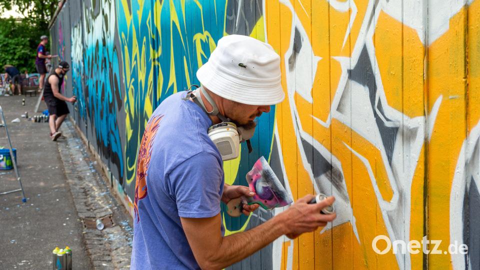 Die Graffiti-Wand beim &quot;Good Times Jam&quot; in Erbendorf. Bild: lum