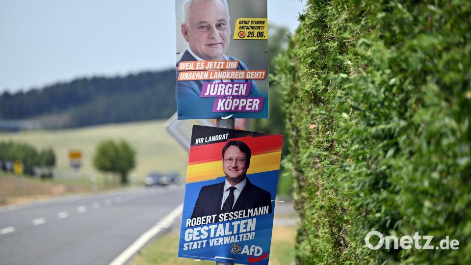 Die Stichwahl im Landkreis Sonneberg entschied am Sonntag der AfD-Kandidat für sich. Bild: Martin Schutt/dpa