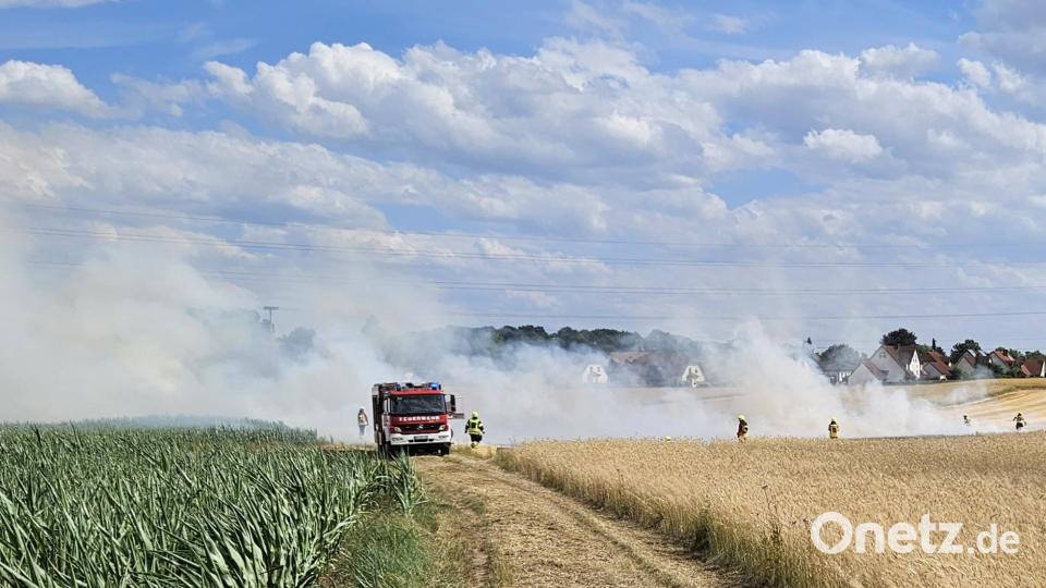 Am Dienstag brannten in Gärmersdorf bei Kümmersbruck rund 2.500 Quadratmeter Getreidefeld. Bild: Kreisbrandinspektion Amberg-Sulzbach