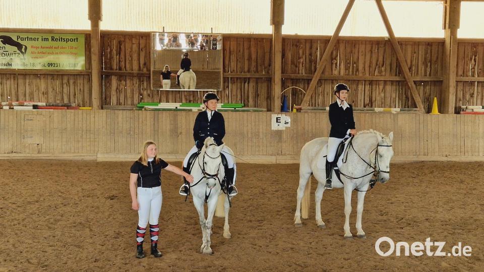 Sie gehörten zu den Besten in der E-Dressur: Schwestern Lena und Laura Hertel auf Schimmel Bailando. Bild: whü