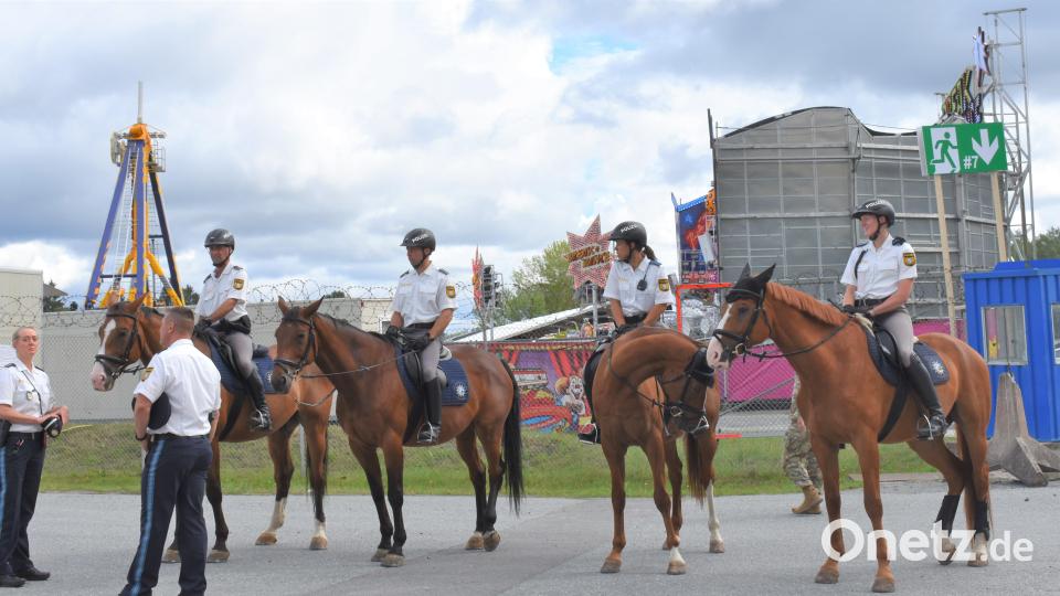 Die Polizisten der Reiterstaffeln aus München und Nürnberg. Bild: rgr