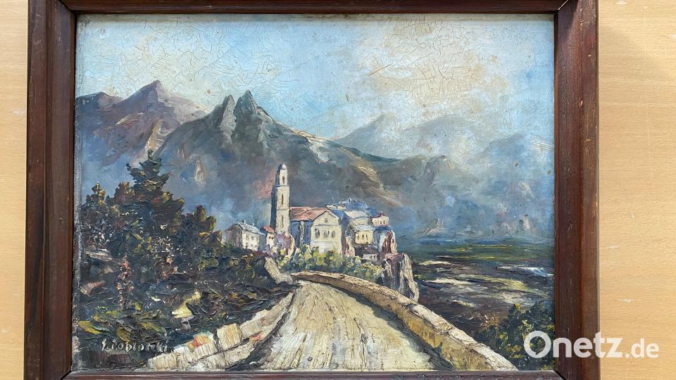 Ein bislang unbekanntes Bild des Pleysteiner Heimatforschers Siegfried Poblotzki, das in Frankreich aufgetaucht ist, und nun im Stadtmuseum Pleystein neben seinem "Zwillingsgemälde" zu sehen ist. Bild: ck