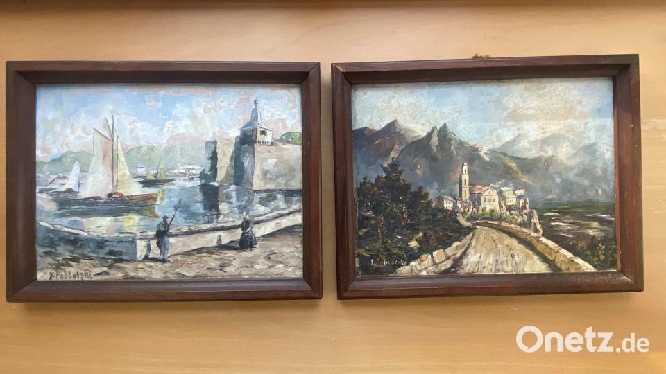 Die beiden "Zwillingsgemälde" von Siegfried Poblotzki, die er in der Gefangenschaft während des Zweiten Weltkriegs gemalt hat, werden im Stadtmuseum Pleystein einen Ehrenplatz finden. Bild: ck