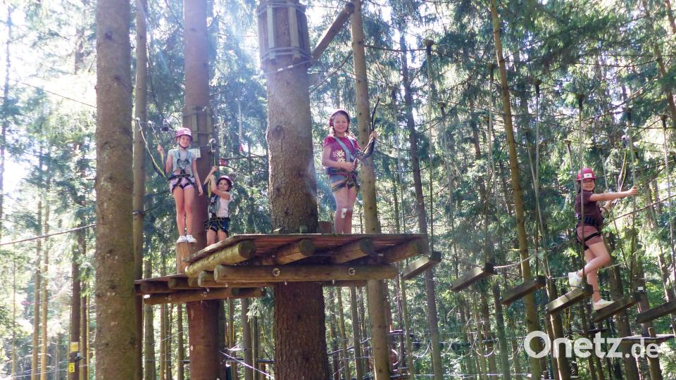 In luftiger Höhe überwinden die Teilnehmer auf Seilen und Seilbrücken Abgründe. Bild: jp