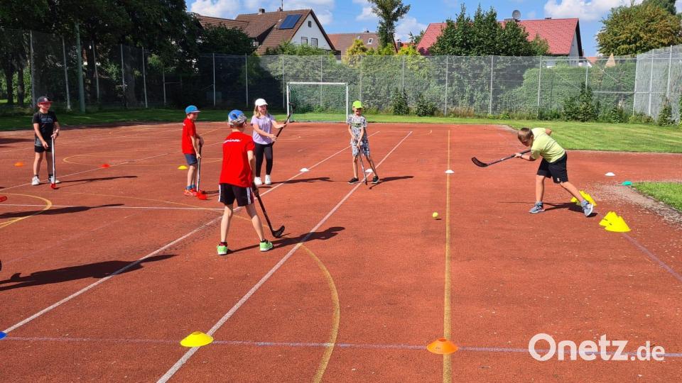 Viel geboten war beim Ferienprogramm des Turnerbunds Wiesau unter dem Motto &quot;Sportliches Allerlei&quot;. Die Abteilung Inliner bot Hockey-Spiele an. Bild: Wolfgang Schatzberger/exb