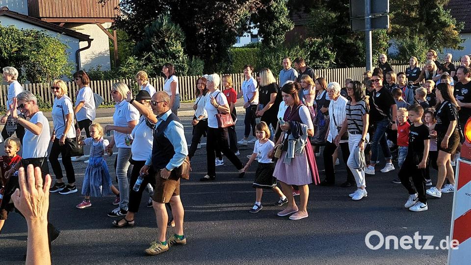 Viele Schwarzenfelder reihen sich in den Kirwazug ein. Bild: jua